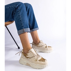 Beige women's sneakers with glitter 1 Beige women's sneakers with glitter 1