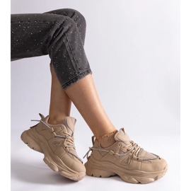 Dark beige women's sports sneakers 2