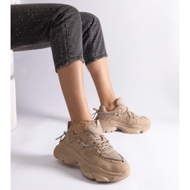Dark beige women's sports sneakers 1