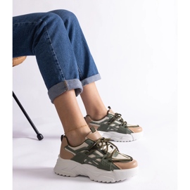 Women's green and beige sneakers 1
