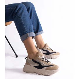 Beige and black women's sneakers 1