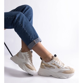 Beige and gold women's sneakers 2