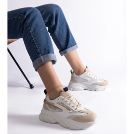 Beige and gold women's sneakers 1