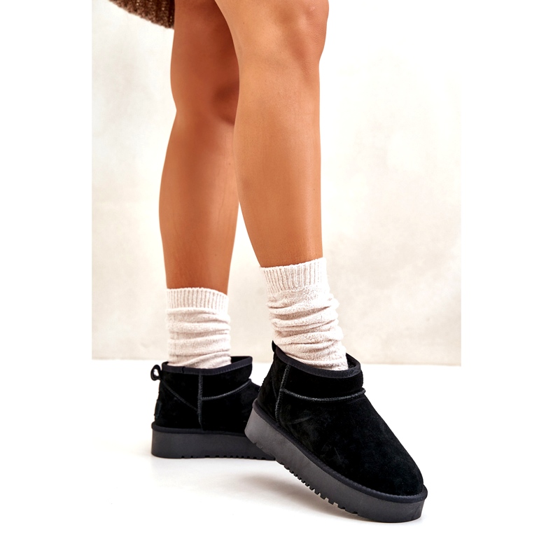 Women's suede snow boots on the platform black 2 Women's suede snow boots on the platform black 2