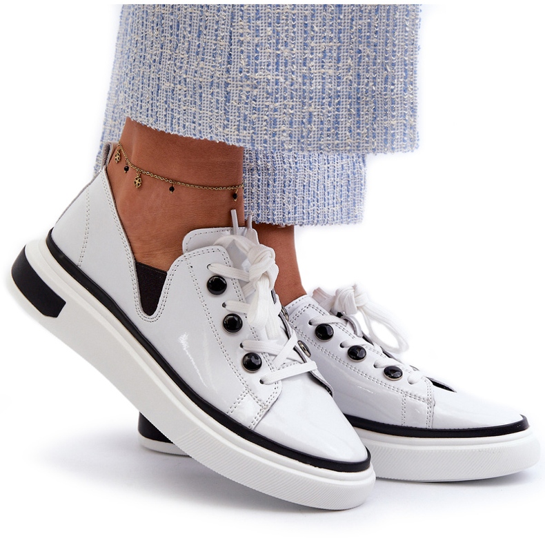 S.Barski Leather lacquered women's sports shoes LR535 White 4 S.Barski Leather lacquered women's sports shoes LR535 White 4