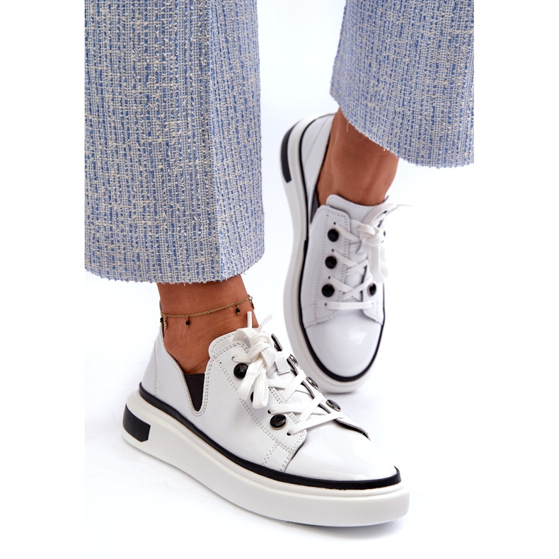 S.Barski Leather lacquered women's sports shoes LR535 White 1 S.Barski Leather lacquered women's sports shoes LR535 White 1