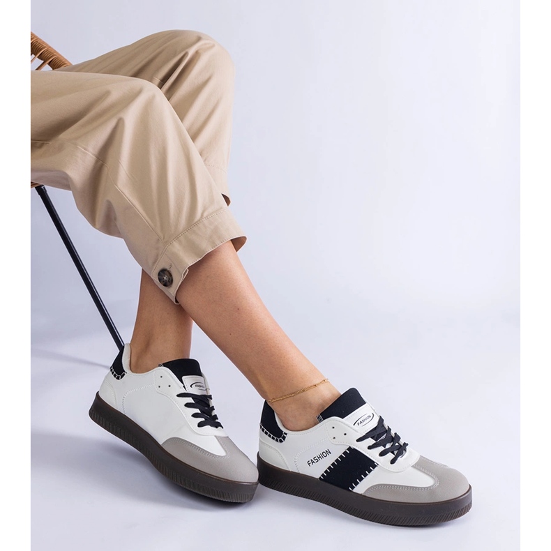 White platform sneakers with stitching 1