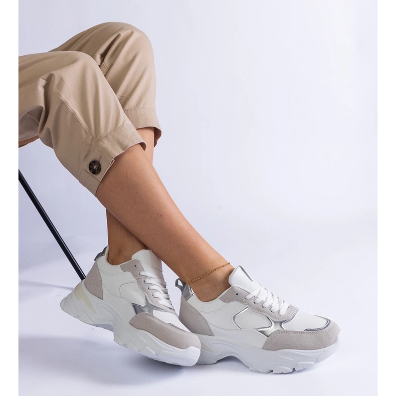 White sneakers on a massive sole 1