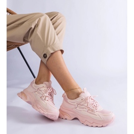 Pink sports sneakers with a massive sole 2
