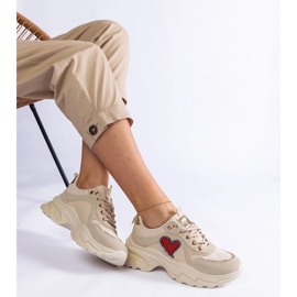 Beige platform sneakers with a heart 2