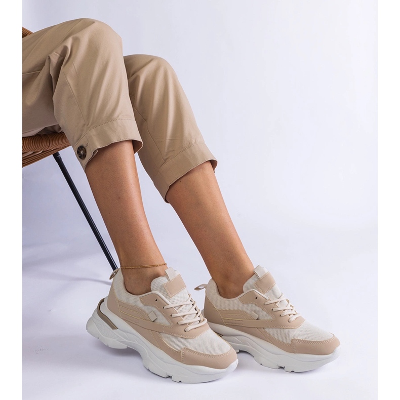 Beige sneakers with a thick sole 1 Beige sneakers with a thick sole 1
