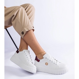 White and burgundy sneakers with a thick sole 1 White and burgundy sneakers with a thick sole 1