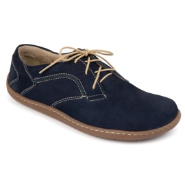 Olivier Women's barefoot minimalist leather shoes 1082 navy nubuk blue 5