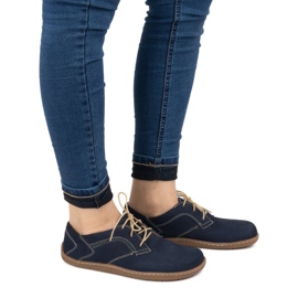 Olivier Women's barefoot minimalist leather shoes 1082 navy nubuk blue 8