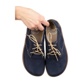 Olivier Women's barefoot minimalist leather shoes 1082 navy nubuk blue 1