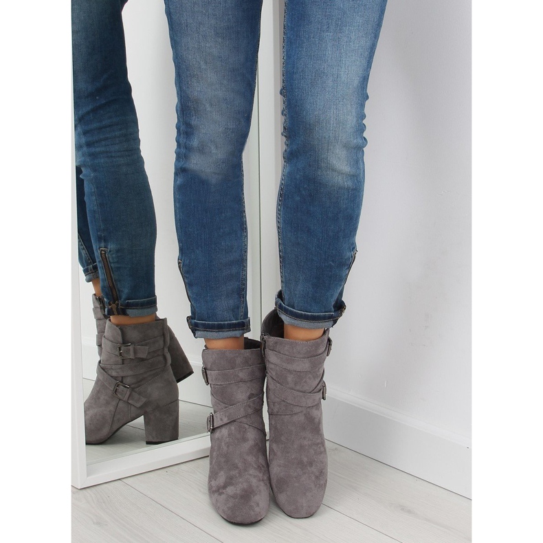 Gray wide-heeled boots CL62 gray grey 2