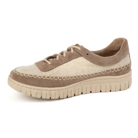 Olivier Women's leather shoes with a thick sole 0759W, beige 1 Olivier Women's leather shoes with a thick sole 0759W, beige 1