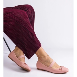 Pink ballerinas with an elastic band and a decorative bow 2