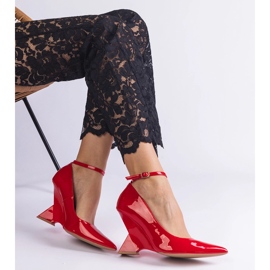 Red patent wedge pumps 2