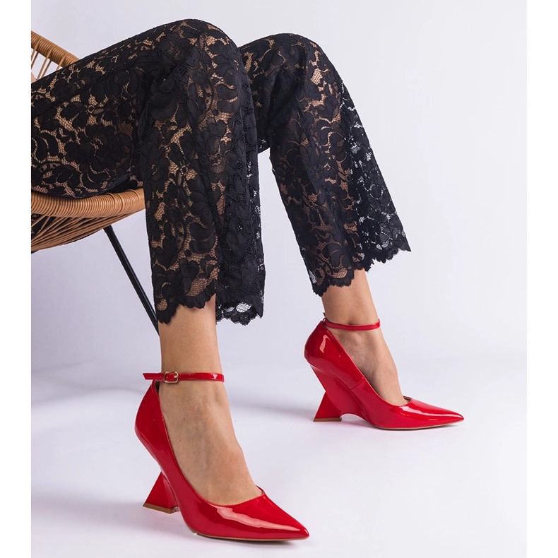 Red patent wedge pumps 1