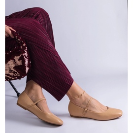 Beige ballet flats with eco-leather buckles 2