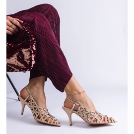 Beige sandals woven with stones 1 Beige sandals woven with stones 1