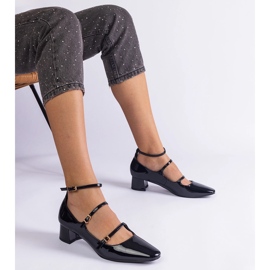 Black pumps varnished with a belt 1 Black pumps varnished with a belt 1