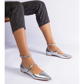 Silver flat heels with metallic buckles 1 Silver flat heels with metallic buckles 1
