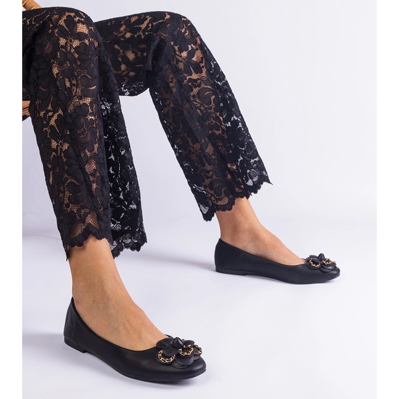 Black ballerinas decorated with a flower 1