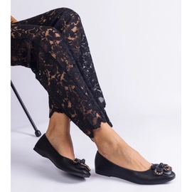 Black ballerinas decorated with a flower 2