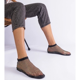 Black mesh sandals with zircons 1