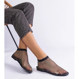 Black mesh sandals with zircons 2