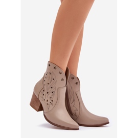 Lewski Shoes Openwork leather cowboy boots on the Lewski 3613 pillar dark beige 1 Lewski Shoes Openwork leather cowboy boots on the Lewski 3613 pillar dark beige 1