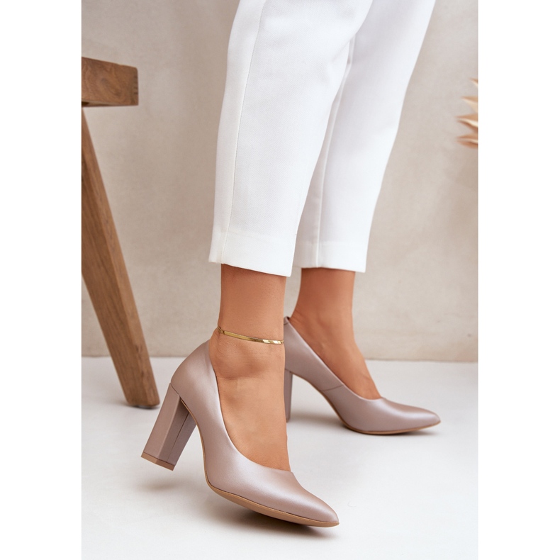 Satin pumps Lewski Shoes 2453 beige 2