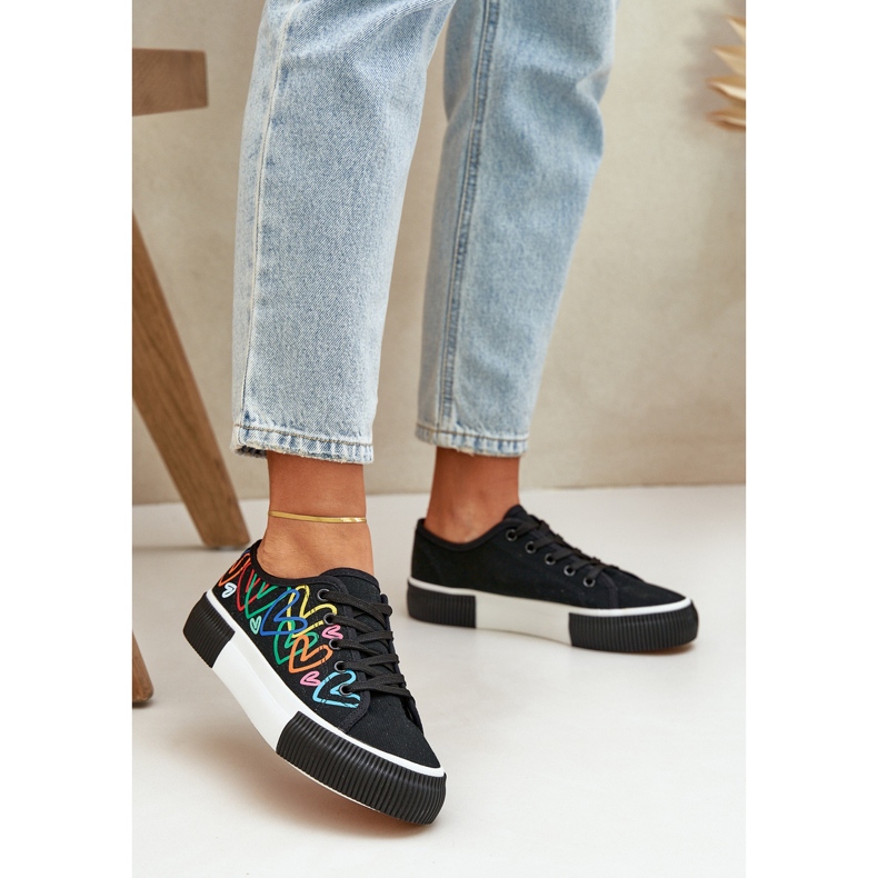 Women's sneakers in black hearts 2 Women's sneakers in black hearts 2
