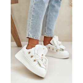 Women's Platform Sneakers, White 2