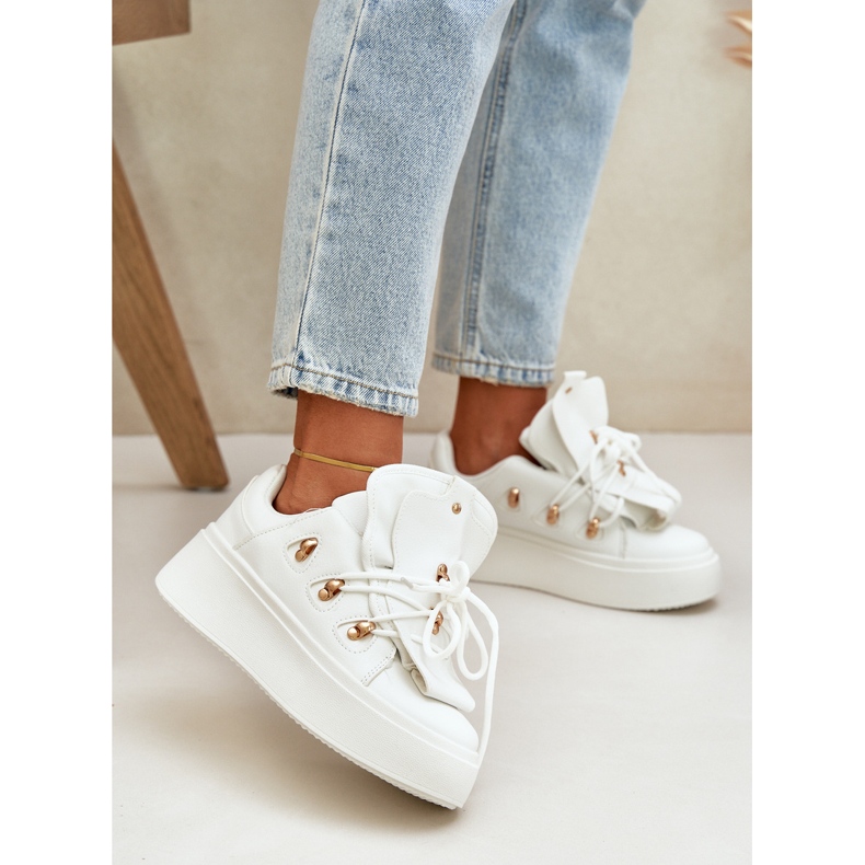 Women's Platform Sneakers, White 2