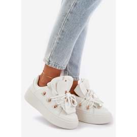 Women's Platform Sneakers, White 1