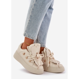 Women's Platform Sneakers, Beige 1