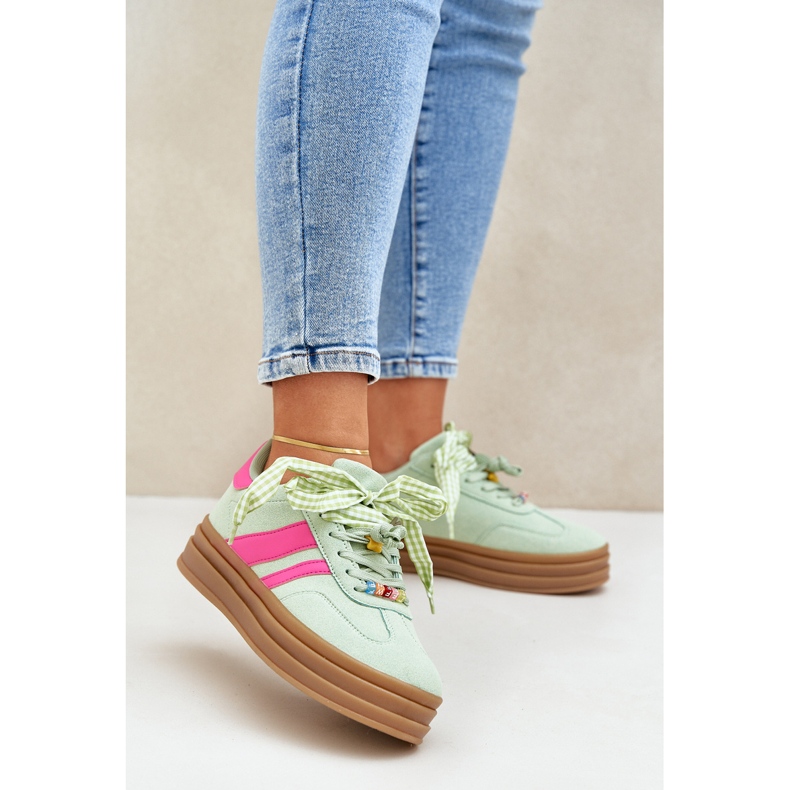 Women's sneakers with mint pins green 2