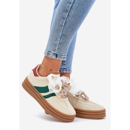 Women's sneakers with pins beige 1