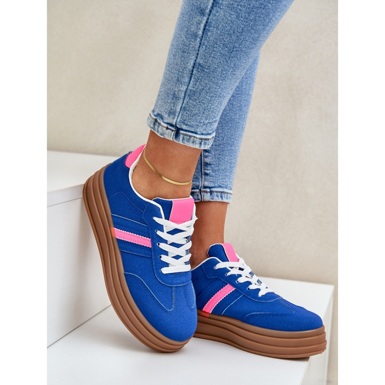 Women's sneakers on the blue-pink platform 2