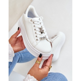 Eco leather sneakers with white and silver pins 2