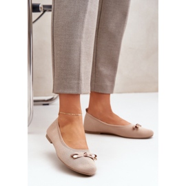 Mesh ballerinas with a bow beige 2
