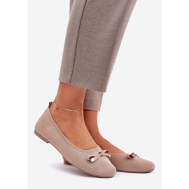 Mesh ballerinas with a bow beige 1