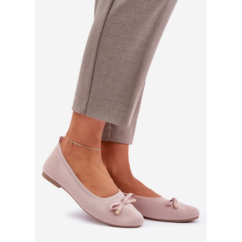 Mesh ballerinas with a pink bow 1