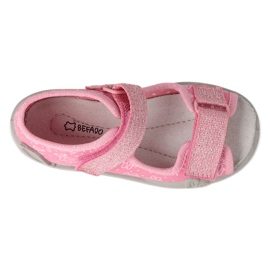 Befado children's slippers with velcro, leather insert 342P066, pink 3