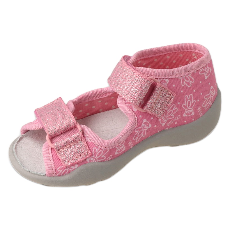 Befado children's slippers with velcro, leather insert 342P066, pink 1 Befado children's slippers with velcro, leather insert 342P066, pink 1
