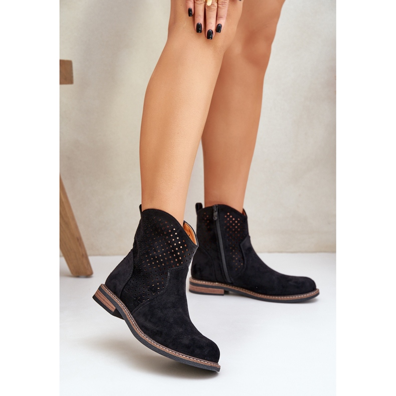 Black openwork boots 2