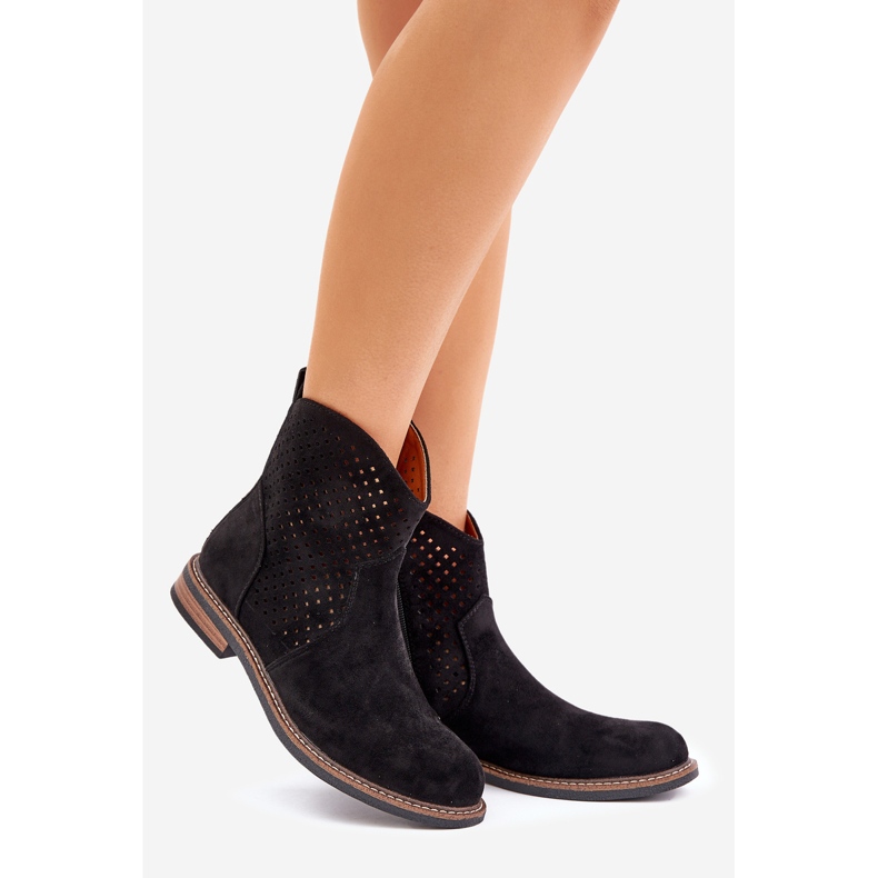 Black openwork boots 1